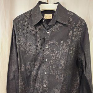 R Vintage long sleeve black with embossed design, size Large.